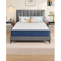 VASAGLE Saltea 140x200 cm cu arcuri individuale Pocket si spuma Memory Gel, sustinere 7 zone, mediu-ferma H3, alb