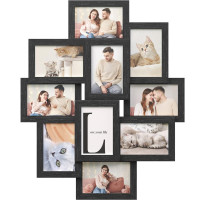 SONGMICS Rama foto de perete din MDF, colaj de 10 fotografii, 60x49cm, negru SONGMICS Rama foto de perete din MDF, colaj de 10 fotografii, 60x49cm, negru