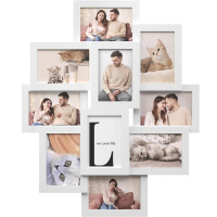 SONGMICS Rama foto de perete din MDF, colaj de 10 fotografii, 60x49cm, alb SONGMICS Rama foto de perete din MDF, colaj de 10 fotografii, 60x49cm, alb