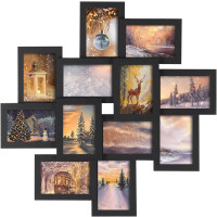 SONGMICS Rama foto colaj de perete pentru 12 fotografii de 10x15 cm, design decorativ pentru living, dormitor sau hol, structura din MDF cu protectie