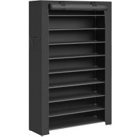 SONGMICS Raft pentru pantofi pe 9 nivele, pana la 50 de perechi pantofi, textil, 88x28x160cm, negru SONGMICS Raft pentru pantofi pe 9 nivele, pana la 50 de perechi pantofi, textil, 88x28x160cm, negru