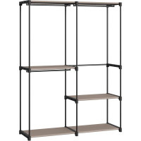 SONGMICS Dulap de haine portabil, cu 3 bare de agatat si rafturi, 138x43x182 cm, maro taupe