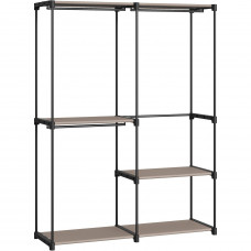 SONGMICS Dulap de haine portabil, cu 3 bare de agatat si rafturi, 138x43x182 cm, maro taupe