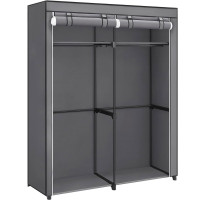SONGMICS Garderoba pentru depozitarea hainelor, din material textil, cu 2 bare pentru umerase, 43x140x174cm, gri SONGMICS Garderoba pentru depozitarea hainelor, din material textil, cu 2 bare pentru umerase, 43x140x174cm, gri