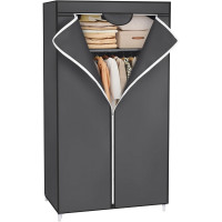 SONGMICS Dulap garderoba textil cu bara pentru haine si rafturi, organizator pentru dormitor sau dressing, 75x45x160 cm, gri SONGMICS Dulap garderoba textil cu bara pentru haine si rafturi, organizator pentru dormitor sau dressing, 75x45x160 cm, gri