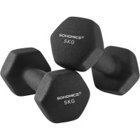 SONGMICS Set gantere hexagonale 2x5 kg, fonta cu invelis neopren, maner ergonomic antialunecare, negru SONGMICS Set gantere hexagonale 2x5 kg, fonta cu invelis neopren, maner ergonomic antialunecare, negru
