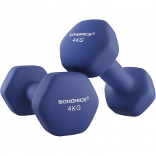 SONGMICS Set gantere fitness hex 2x4 kg, antiderapante, din fier invelit in vinil, albastru SONGMICS Set gantere fitness hex 2x4 kg, antiderapante, din fier invelit in vinil, albastru