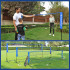 SONGMICS Fileu badminton portabil cu geanta transport, pentru tenis si volei, 400x103 cm, inaltime reglabila pana la 155 cm, albastru [5]