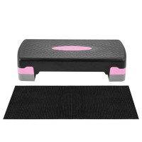 Stepper aerobic, ajustabil in 2 trepte, gri/roz, greutate maxima 250 kg, cu covoras de protectie