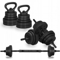 Set de greutati multifunctionale transformabil in gantere, kettlebell, haltera, total 40 kg Set de greutati multifunctionale transformabil in gantere, kettlebell, haltera, total 40 kg