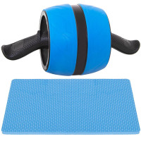 Aparat fitness tip roata pentru abdomene cu covor din spuma, albastru negru Aparat fitness tip roata pentru abdomene cu covor din spuma, albastru negru