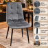 Scaun dining tapitat cu velur moale, sezut si spatar profilat cu matlasare geometrica, picioare metalice, maxim 120 kg, inaltime sezut 49 cm, dimensiu [2]