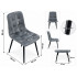 Scaun dining tapitat cu velur moale, sezut si spatar profilat cu matlasare geometrica, picioare metalice, maxim 120 kg, inaltime sezut 49 cm, dimensiu [10]