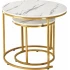 Set 2 masute cafea suprapozabile, MDF si metal, 60x50 cm si 40x40 cm, alb marmura si auriu [5]