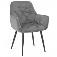 Fotoliu catifea tapitat, cu spatar inalt si design cu cusaturi, 55x60x89 cm, gri Fotoliu catifea tapitat, cu spatar inalt si design cu cusaturi, 55x60x89 cm, gri