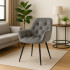 Fotoliu catifea tapitat, cu spatar inalt si design cu cusaturi, 55x60x89 cm, gri [3]