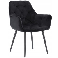 Fotoliu catifea tapitat, cu spatar inalt si design cu cusaturi, 55x60x89 cm, negru Fotoliu catifea tapitat, cu spatar inalt si design cu cusaturi, 55x60x89 cm, negru