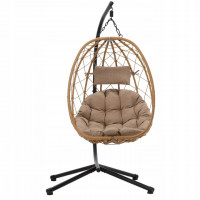 Leagan tip cuib suspendat, cu perna, cadru metalic si cos PE, 103x95x185 cm, maro Leagan tip cuib suspendat, cu perna, cadru metalic si cos PE, 103x95x185 cm, maro