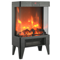 Semineu electric 2000W cu efect de flacara, termostat digital si timer, telecomanda, 52x32x18 cm, negru Semineu electric 2000W cu efect de flacara, termostat digital si timer, telecomanda, 52x32x18 cm, negru