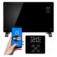 Panou de incalzire din sticla, 2500W, 3 trepte, cu termostat, timer, dispay LED, WiFi Panou de incalzire din sticla, 2500W, 3 trepte, cu termostat, timer, dispay LED, WiFi