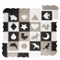 Covor din spuma pentru copii, tip puzzle animale, 52 piese, termoizolant, 150x150 cm, gri negru Covor din spuma pentru copii, tip puzzle animale, 52 piese, termoizolant, 150x150 cm, gri negru