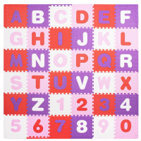 Covor din spuma pentru copii, tip puzzle cifre si litere, 36 piese, 175×175 cm, multicolor Covor din spuma pentru copii, tip puzzle cifre si litere, 36 piese, 175×175 cm, multicolor