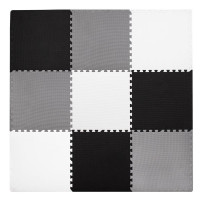 Covor din spuma pentru copii, tip puzzle forme, 27 piese, termoizolant, 179×179 cm, gri negru Covor din spuma pentru copii, tip puzzle forme, 27 piese, termoizolant, 179×179 cm, gri negru
