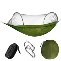 Hamac dublu din material parasuta 140x260cm, cu plasa de tantari si geanta transport, verde Hamac dublu din material parasuta 140x260cm, cu plasa de tantari si geanta transport, verde