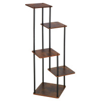 Suport pentru flori, 106x58 cm, negru/maro deschis – 5 rafturi, structura metalica, design modern