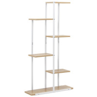 Etajera cu 6 rafturi din metal si MDF, 60x20x113 cm, alb si maro Etajera cu 6 rafturi din metal si MDF, 60x20x113 cm, alb si maro