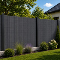 Panou de gard pentru intimitate in gradina, lamele PVC ce imita bambusul, protectie UV, 500x160 cm, gri Panou de gard pentru intimitate in gradina, lamele PVC ce imita bambusul, protectie UV, 500x160 cm, gri