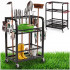 Carucior mobil pentru scule si unelte de gradina cu 3 rafturi, organizator metalic cu roti, 66x40x96 cm, negru [24]