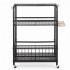 Carucior mobil pentru scule si unelte de gradina cu 3 rafturi, organizator metalic cu roti, 66x40x96 cm, negru [5]