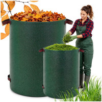 Cos pliabil pentru frunze, iarba si deseuri de gradina, 300 L, polipropilena, 68x84 cm, verde
