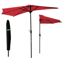 Umbrela balcon 270x250 cm, montaj pe perete, cu manivela si husa impermeabila, poliester 180g/mp, rosu Umbrela balcon 270x250 cm, montaj pe perete, cu manivela si husa impermeabila, poliester 180g/mp, rosu