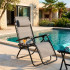 Sezlong scaun pliant plaja sau gradina, Siesta, gravitatie zero, cu tetiera, 175x67x110 cm, gri [23]