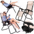 Sezlong scaun pliant plaja sau gradina, Siesta, gravitatie zero, cu tetiera, crem [17]