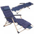 Sezlong metalic reglabil pe pozitii, cu perna si tetiera, 120kg, albastru [20]