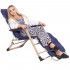 Sezlong metalic reglabil pe pozitii, cu perna si tetiera, 120kg, albastru [6]