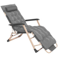 Sezlong pliabil cu perna si suport picioare reglabil, 176x66x92 cm, gri Sezlong pliabil cu perna si suport picioare reglabil, 176x66x92 cm, gri