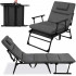 Fotoliu pliabil 2 in 1 tip sezlong, cu 5 pozitii, structura metalica si saltea inclusa, 180x58x89 cm, gri [5]