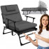 Fotoliu pliabil 2 in 1 tip sezlong, cu 5 pozitii, structura metalica si saltea inclusa, 180x58x89 cm, gri [6]