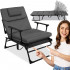 Fotoliu pliabil 2 in 1 tip sezlong, cu 5 pozitii, structura metalica si saltea inclusa, 180x58x89 cm, gri [7]