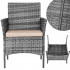 Set mobilier terasa, din tehnorattan, masa cu blat sticla securizata, 2 fotolii si 1 canapea cu perne, gri [25]