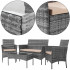 Set mobilier terasa, din tehnorattan, masa cu blat sticla securizata, 2 fotolii si 1 canapea cu perne, gri [26]
