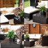 Set mobilier gradina 6 piese din technorattan cu masa si perne, instalare modulara configurabila, maro si crem [34]