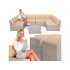 Set mobilier gradina 7 piese, canapea modulara colt L sau U, perne groase, masa cu blat sticla, technoratan, bej [3]