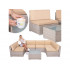 Set mobilier gradina 7 piese, canapea modulara colt L sau U, perne groase, masa cu blat sticla, technoratan, bej [4]