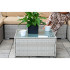 Set mobilier gradina 7 piese, canapea modulara colt L sau U, perne groase, masa cu blat sticla, technoratan, bej [24]