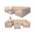Set mobilier gradina 7 piese, canapea modulara colt L sau U, perne groase, masa cu blat sticla, technoratan, bej [5]
